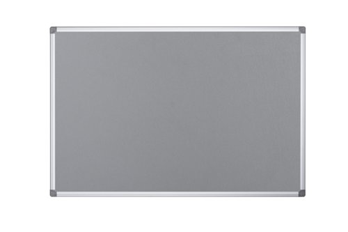Bi-Office Slim Display System Notice Board, 1200 x 900 mm - Double-Sided Grey and Blue Felt Surface, Aluminium Frame