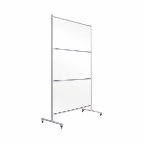 73361BS - Bi-Office Mobile Glass Divider Screen with Aluminium Frame 1200x1500mm Clear - DSP123046