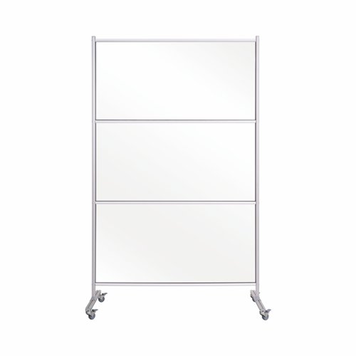 Bi-Office Mobile Glass Divider Screen with Aluminium Frame 1200x1500mm Clear - DSP123046