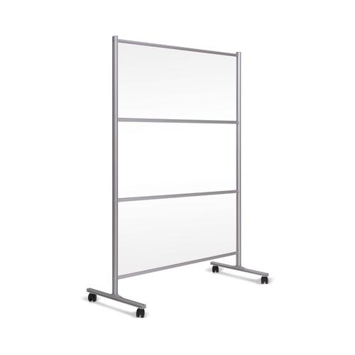 Bi-Office Mobile Glass Divider Screen with Aluminium Frame 1200x1500mm Clear