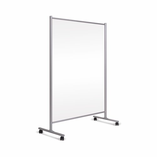 Bi-Office Self-Standing Mobile Acrylic Panel Divider; 125x205x56cm; Acrylic Board; Anodised Aluminium Frame