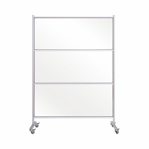 Bi-Office Mobile Glass Divider Screen with Aluminium Frame 1200x1800mm Clear