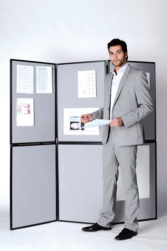 44150BS - Bi-Office Showboard Exhibition System 6 Panel Blue/Grey - DSP330516