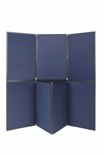 Bi-Office Showboard Exhibition System; 7 Panel Double Sided Display Boards; Blue/Grey Loop Nylon; 60x90cm (Panel Size)