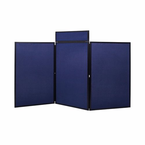 Tabletop 3 Panel Display Board Blue Loop Nylon With Header; 1800x900mm