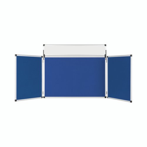 Bi-Office Showboard 3 Panel+Header Blue Nylon 90x60cm DSP350111