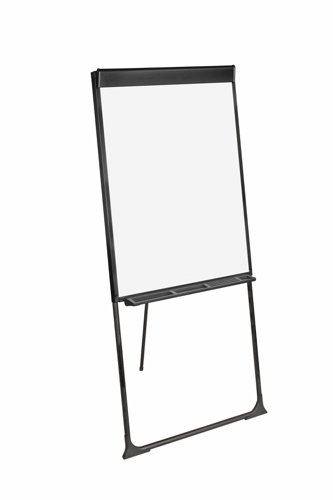 Bi-Office Vanguard Footbar Magnetic Flipchart Easel; Dry-Wipe Lacquered Steel Surface; Black Aluminium Frame; 700x1000mm