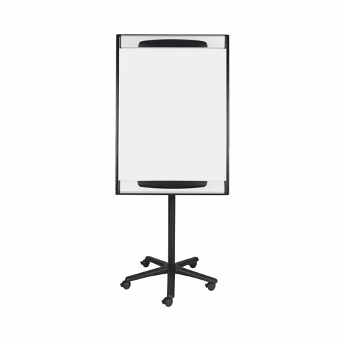 Bi-Office Design Mobile Magnetic Flipchart Easel; Dry-Wipe Lacquered Steel Surface; Aluminium And Black Plastic Frame; 700x1000mm
