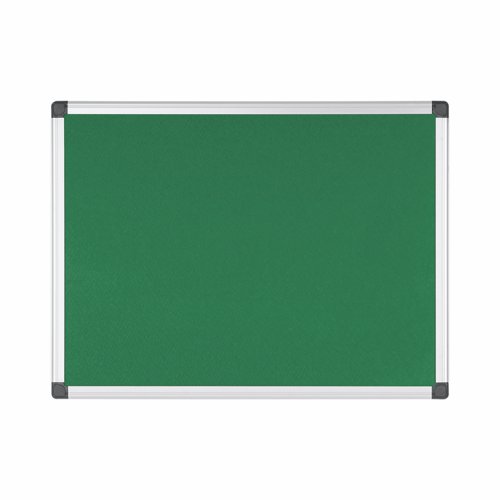 Bi-Office Maya Felt Notice Board; Green Felt Surface; Aluminium Frame; 600x450mm