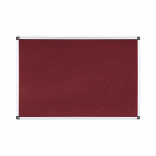 Bi-Office Maya Felt Notice Board; Burgundy Felt Surface; Aluminium Frame; 900x600mm