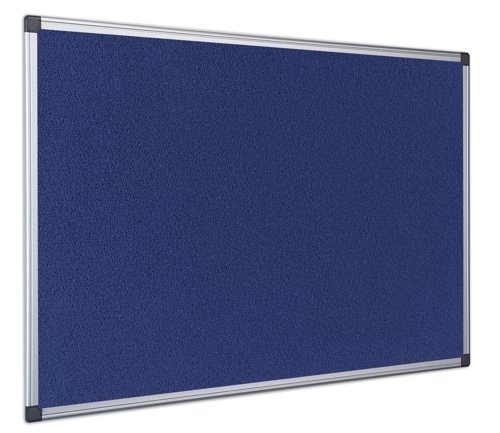 Bi-Office Maya Blue Felt Noticeboard Double Sided Aluminium Frame 900x600mm - FA0343750