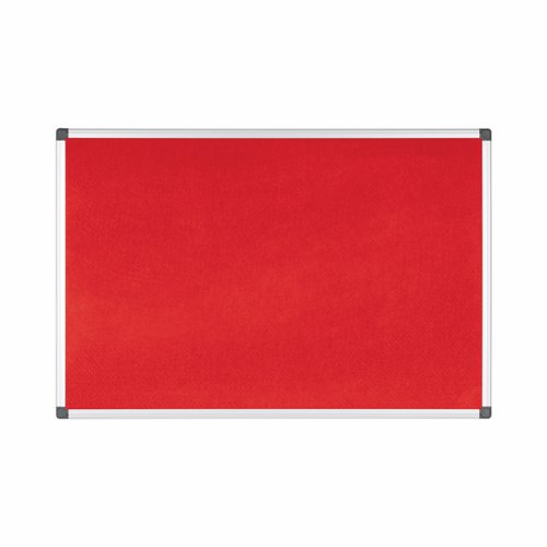 Bi-Office Maya Red Felt Noticeboard Aluminium Frame 900x600mm - FA0346170