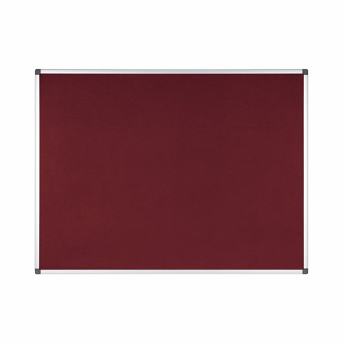 Bi-Office Maya Felt Notice Board; Burgundy Felt Surface; Aluminium Frame; 1200x900mm