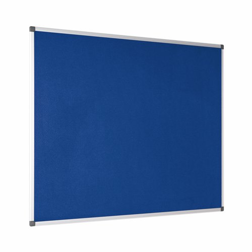 45326BS | The Bi-Office Maya Felt Notice Board with a Maya design frame is a useful and easy-to-use pin board. It’s an adaptable, durable, and efficient option. The blue felt surface is smooth, pinnable and hook-and-loop-friendly. Make sure everyone is on the same page and acknowledges important information or any tasks that need to be considered. Bring a bit of life to the office with colour, and increase the usability and perception of the board. You can also separate important notices by the use of red, blue, green, and so on. The right colour will definitely create more impact. The set includes an installation kit for an easy wall mount. Use push pins/hook-and-loop to post notes or any message, as well as to improve presentations. Let creativity flow within the workplace and set an interactive way for colleagues to communicate. Horizontal or vertical wall mount with screws that go through the holes in the plastic corners. This is the simplest, sturdiest, and most robust mounting system around. As a wall-mounted board, it's a cost-effective solution that saves room space.