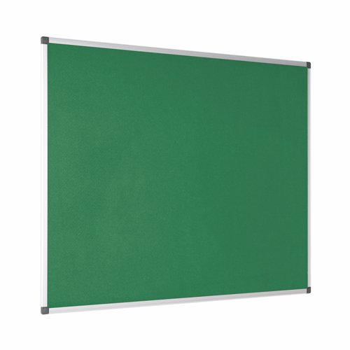 The Bi-Office Maya Felt Notice Board with a Maya design frame is a useful and easy-to-use pin board. It’s an adaptable, durable, and efficient option. The green felt surface is smooth, pinnable and hook-and-loop-friendly. Make sure everyone is on the same page and acknowledges important information or any tasks that need to be considered. Bring a bit of life to the office with colour, and increase the usability and perception of the board. You can also separate important notices by the use of red, blue, green, and so on. The right colour will definitely create more impact. The set includes an installation kit for an easy wall mount. Use push pins/hook-and-loop to post notes or any message, as well as to improve presentations. Let creativity flow within the workplace and set an interactive way for colleagues to communicate. Horizontal or vertical wall mount with screws that go through the holes in the plastic corners. This is the simplest, sturdiest, and most robust mounting system around. As a wall-mounted board, it's a cost-effective solution that saves room space.