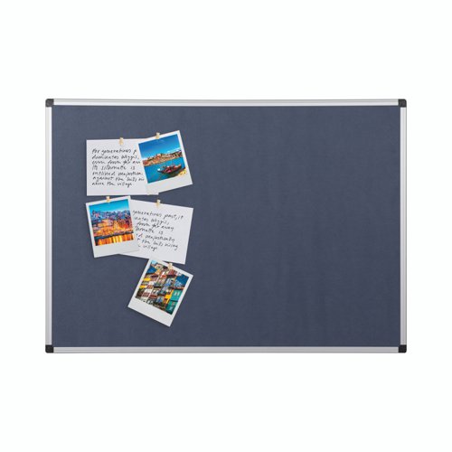 45347BS | Simple and straightforward, the Bi-Office Maya Felt boards are the most versatile notice boards in the market. Sober and well-designed solution, these notice boards are extremely adaptable, durable, and efficient to meet your needs. Thanks to the smooth felt surface, attaching your notes or memos are easy with the help of a push pin or Velcro. This sturdy board is made of lightweight, yet durable aluminium with a sleek, modern look that features an anodized finish and safe rounded edges. The 4-corner fixing system is simple and allows both vertical or horizontal wallmount. It is a useful tool for displaying reminders, memos, documents, and other items. This notice board is a great way to stay organized and keep important information visible.