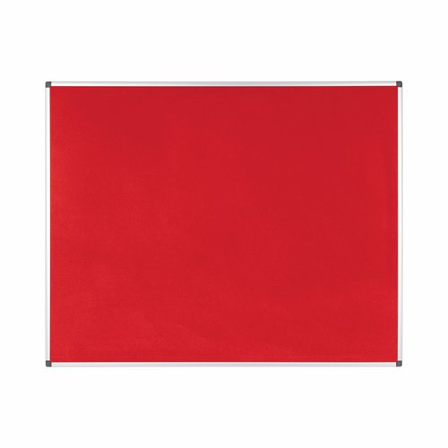 Bi-Office Maya Felt Notice Board; Red Felt Surface; Aluminium Frame; 1500x1200mm