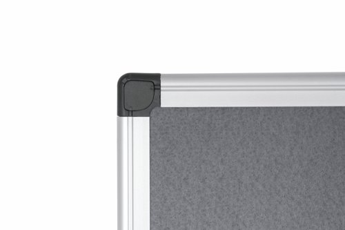 45396BS | The Bi-Office Maya Felt Notice Board with a Maya design frame is a useful and easy-to-use pin board. It’s an adaptable, durable, and efficient option. The grey felt surface is smooth, pinnable and hook-and-loop-friendly. Make sure everyone is on the same page and acknowledges important information or any tasks that need to be considered. Bring a bit of life to the office with colour, and increase the usability and perception of the board. You can also separate important notices by the use of red, blue, green, and so on. The right colour will definitely create more impact. The set includes an installation kit for an easy wall mount. Use push pins/hook-and-loop to post notes or any message, as well as to improve presentations. Let creativity flow within the workplace and set an interactive way for colleagues to communicate. Horizontal or vertical wall mount with screws that go through the holes in the plastic corners. This is the simplest, sturdiest, and most robust mounting system around. As a wall-mounted board, it's a cost-effective solution that saves room space.