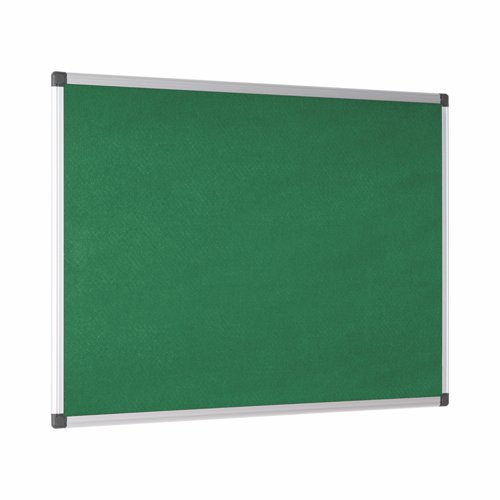 The Bi-Office Maya Felt Notice Board with a Maya design frame is a useful and easy-to-use pin board. It’s an adaptable, durable, and efficient option. The green felt surface is smooth, pinnable and hook-and-loop-friendly. Make sure everyone is on the same page and acknowledges important information or any tasks that need to be considered. Bring a bit of life to the office with colour, and increase the usability and perception of the board. You can also separate important notices by the use of red, blue, green, and so on. The right colour will definitely create more impact. The set includes an installation kit for an easy wall mount. Use push pins/hook-and-loop to post notes or any message, as well as to improve presentations. Let creativity flow within the workplace and set an interactive way for colleagues to communicate. Horizontal or vertical wall mount with screws that go through the holes in the plastic corners. This is the simplest, sturdiest, and most robust mounting system around. As a wall-mounted board, it's a cost-effective solution that saves room space.