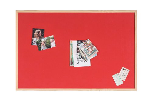 Bi-Office Double-Sided Board Cork Red Felt Pine Frame 60x40cm FB0310010