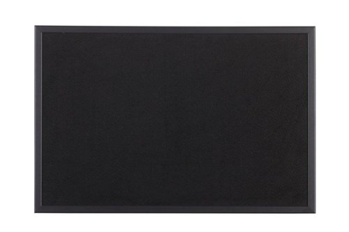 Bi-Office Black Softouch Noticeboard, 600 x 450 mm - Black Softouch Surface, Black Frame