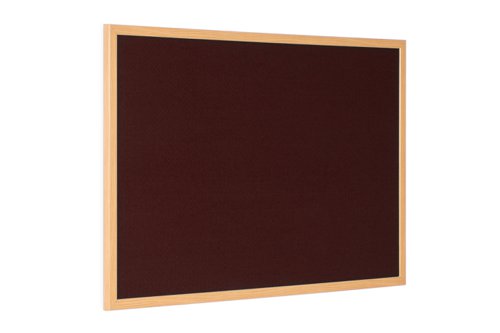 Earth Executive Felt Noticeboard 90x60cm Burgundy Oak MDF Frame FB0733239