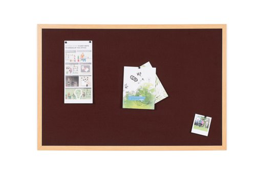 Earth Executive Felt Noticeboard 90x60cm Burgundy Oak MDF Frame FB0733239