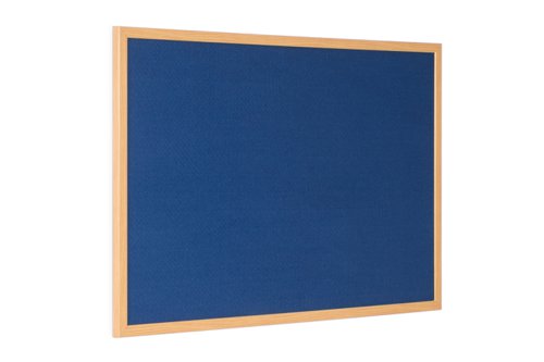43947BS | The Earth-it Executive Notice boards are eco friendly and made from a high proportion of recycled and waste materials. Their oak look sturdy 22mm frame, gives them a distinctive look, and the blue felt surface can be used to display messages and notes with pushpins or hook and loop strips.