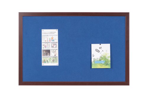 Bi-Office Earth-It Blue Felt Noticeboard Cherry Wood Frame 600x900mm - FB0743653 Bi-Silque