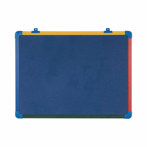 Bi-Office Schoolmate Notice Board; Blue Felt Surface; Coloured Frame; 900x600mm