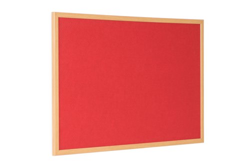 Bi-Office Earth-It Executive Red Felt Noticeboard Oak Wood Frame 900x600mm - FB0746239