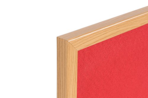 Bi-Office Earth-It Executive Red Felt Noticeboard Oak Wood Frame 900x600mm - FB0746239