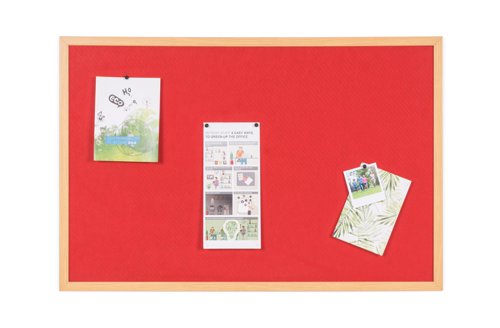 Bi-Office Earth-It Executive Red Felt Noticeboard Oak Wood Frame 900x600mm - FB0746239 43961BS Buy online at Office 5Star or contact us Tel 01594 810081 for assistance