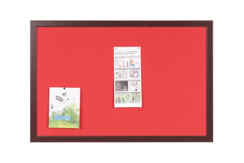69042BS - Bi-Office Earth-It Red Felt Noticeboard Cherry Wood Frame 600x900mm - FB0746653