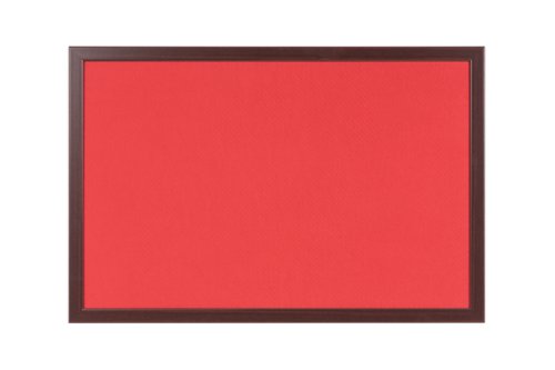 Bi-Office Earth-It Red Felt Noticeboard Cherry Wood Frame 600x900mm - FB0746653