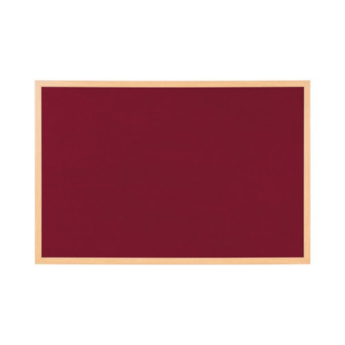 Earth Executive Burgundy Felt Notice Board, Oak Lined MDF Frame, 120x90 cm 