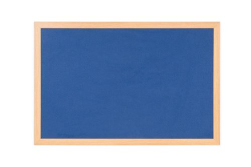 Bi-Office Earth Prime Felt Notice Board - 1500 x 1200 mm - Blue Felt Surface Oak MDF Frame
