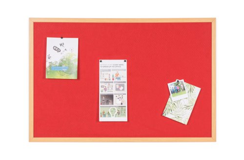 Earth Executive Felt Noticeboard 120x120cm Red Oak MDF Frame FB6546239