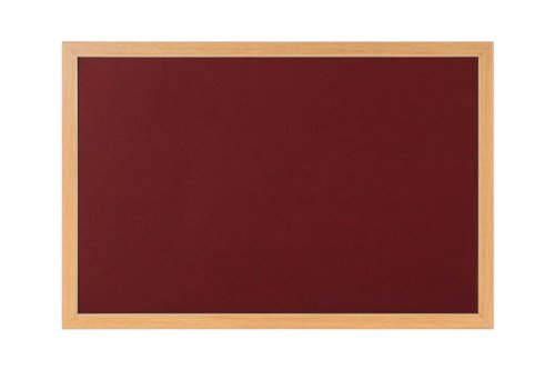 Earth Prime Burgundy Felt Notice Board, Oak Lined MDF Frame, 240x120 cm