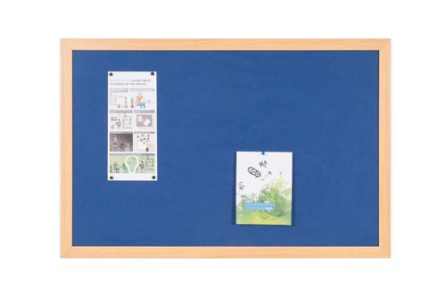 Bi-Office Earth-It Blue Felt Noticeboard Oak Wood Frame 2400x1200mm - FB8643233 Pin Boards 45578BS