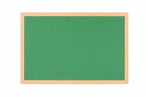 Bi-Office Earth Prime Felt Notice Board; Green Felt Surface; MDF Frame With Oak Finish; 2400x1200mm