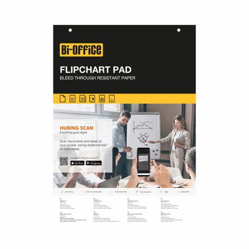 Bi-Office Flipchart Pad Plain 20 Sheets 55gsm Paper A1 (Pack of 5) FL012203