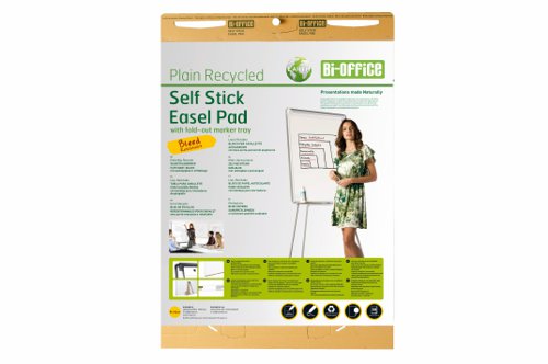Bi-Office Earth-It Recycled Flipchart Pad Self Stick A1 30 Sheets - FL1217507