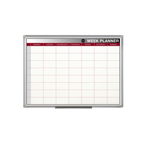 Bi-Office Weekly Magnetic Whiteboard Planner Aluminium Frame 600x450mm