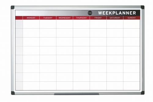 Bi-Office Weekly Magnetic Whiteboard Planner Aluminium Frame 900x600mm