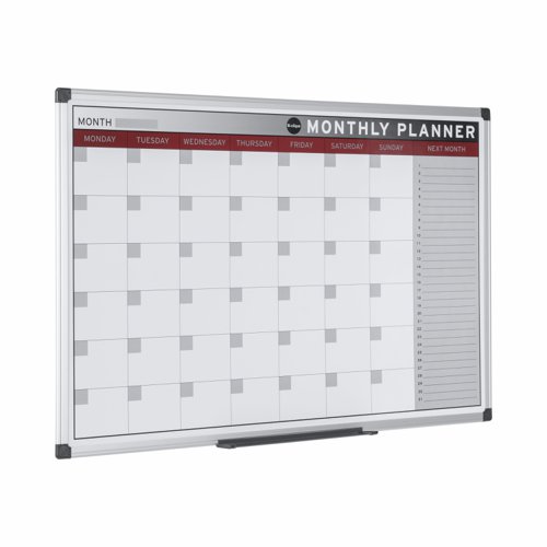 45599BS - Bi-Office Month Magnetic Whiteboard Planner Aluminium Frame 900x600mm - GA0336170