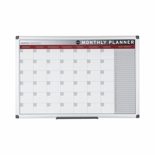 BiOffice Magnetic Month Planner Aluminium Frame 900 x 600 mm