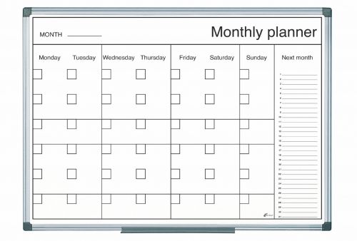 Bi-Office Magnetic Black and White Month Planner 60x40cm