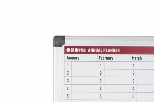 45627BS - Bi-Office 365-Day Annual Magnetic Whiteboard Planner Aluminium Frame 900x600mm - GA0360170