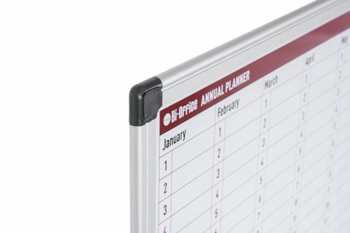 Bi-Office 365-Day Annual Magnetic Whiteboard Planner Aluminium Frame 900x600mm - GA0360170  45627BS
